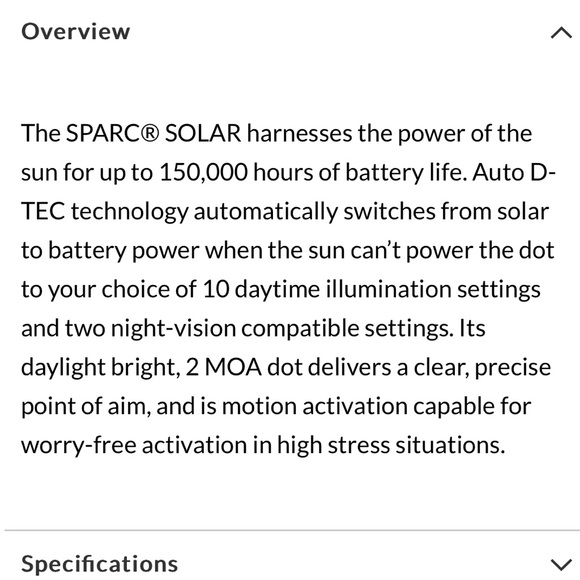 VORTEX SPARC® SOLAR RED DOT NEW IN BOX 2 MOA DOT RETICLE - Picture 3 of 7